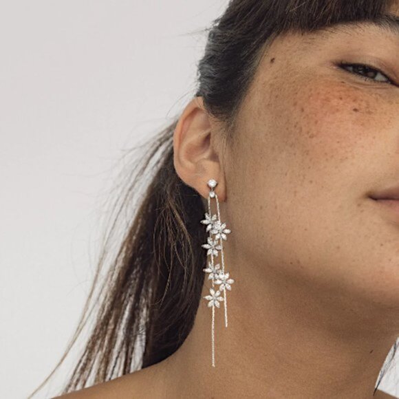 NEW~ Anthropologie SHASHI "Whisper" Long Crystal Tassel Earrings - Picture 7 of 12